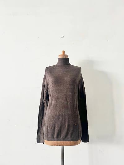 【美品】45R　スーピマオーガニック超ガーゼタートル　チャコール 画像1