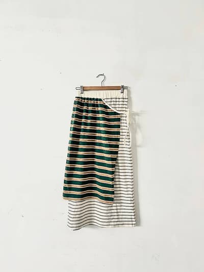 【未使用】KHA:KI 　BORDER RAP SKIRT　GREEN 画像1