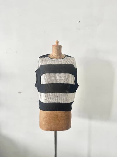 Porter des boutons　ボーダー　ニット　トップス  画像1