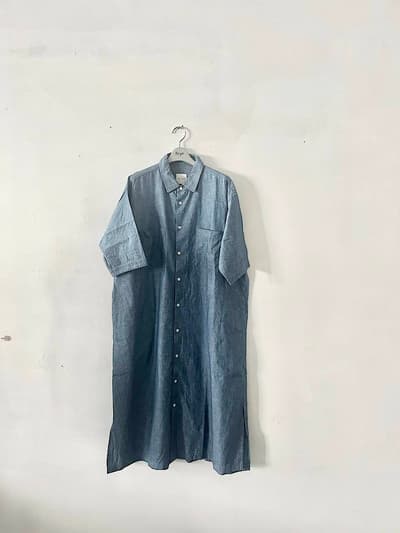 TOUJOURS　シャンブレー　シャツワンピース　サイズ２　コットン  画像1