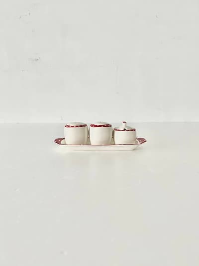 【イギリスヴィンテージ】Midwinter 　Red domino　コンディメントセット　salt pepper mustard 画像1