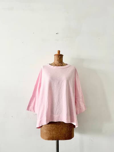 【美品】45R　超ガーゼ天竺のビッグTシャツ　ピンク 画像1