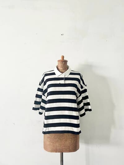 【美品】MidiUmi　ボーダーポロプルオーバー　ブラック・ホワイト 画像1