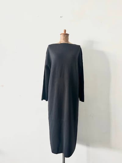 PLAIN PEOPLE　ウールストレートワンピース　7分袖　サイズ９ 画像1