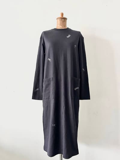 【未使用】mina perhonen　choucho コットンワンピース　サイズ36　navy  画像1