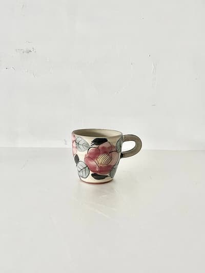 【美品】堂前守人　椿柄　カップ 画像1