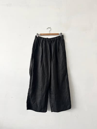 【美品】無印良品　リネンイージーパンツ　ブラック　Lサイズ 画像1