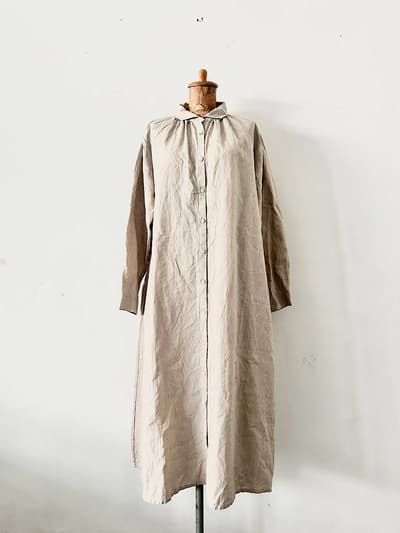 【美品】無印良品　リネンシャツワンピース　Lサイズ 画像1