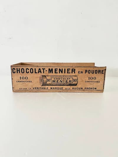 【フランスアンティーク】CHOCOLAT MENIER  ショコラムニエ　木箱 画像1