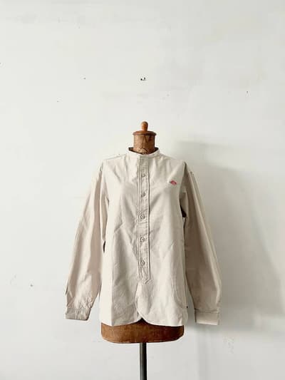 【美品】DANTON　POPLIN バンドカラーシャツ　サイズ38 画像1