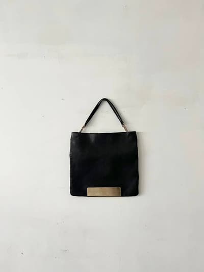 JIMMY CHO　レザー メタル トート　バッグ　黒 画像1