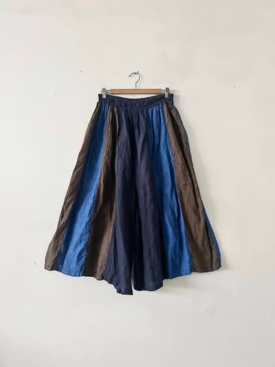 tumugu 　フレンチリネンパッチワークギャザーパンツ 画像1
