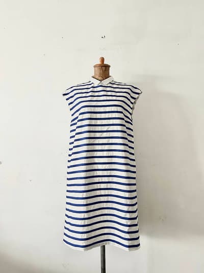 【美品】Anatelier　ボーダーシャツワンピース　サイズ38 画像1