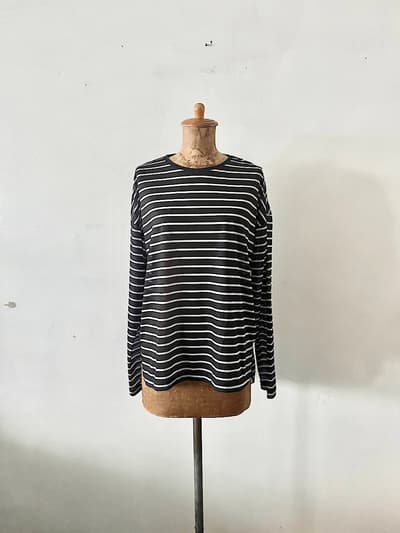 GREEN LABEL RELAXING　プリント シアー ボーダー プルオーバー カットソー Tシャツ　 画像1