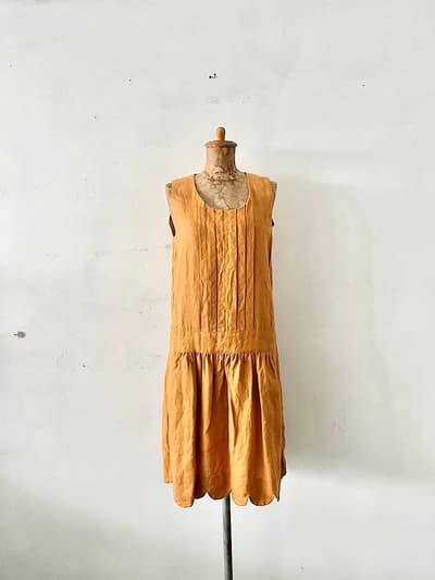 【美品】nesessaire　リネンワンピース　サイズF　マスタード  画像1