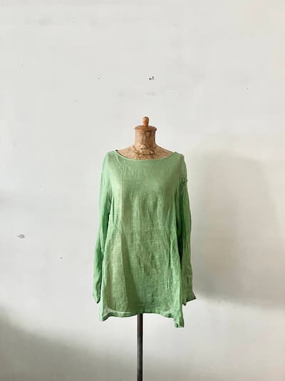 【美品】BABYLONE　カラミメッシュボートネック　ブラウス　リネン　サイズF　 画像1