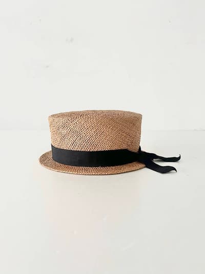 【美品】カワムラ帽子店　カンカン帽　珈琲染め 画像1