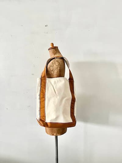 【美品】TEMBEA　BAGUETTE TOTE　茶白　キャンバス　 画像1