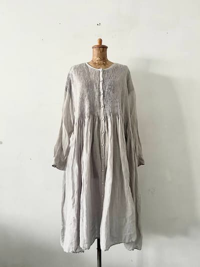 【美品】maison de soil 　オーガニックボイル　ピンタッククルーネックプルオーバードレス　サイズ1 画像1