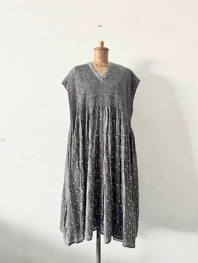 【美品】maison de soil 　ボイル　ラージフラワーブロックプリント　ワンピース 画像1
