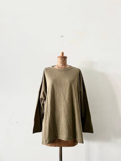 【美品】45R　度詰天竺　ビッグスリットTシャツ　茶 画像1