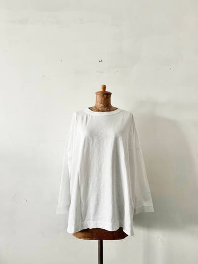 【美品】45R　度詰天竺　ビッグスリットTシャツ　白 画像1