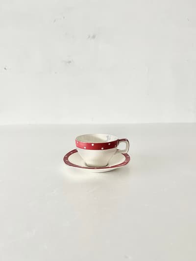 【イギリスヴィンテージ】Midwinter 　Red domino　カップ＆ソーサー 画像1