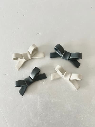 【美品】辻本路　箸置き　4点セット　グレー　白 画像1