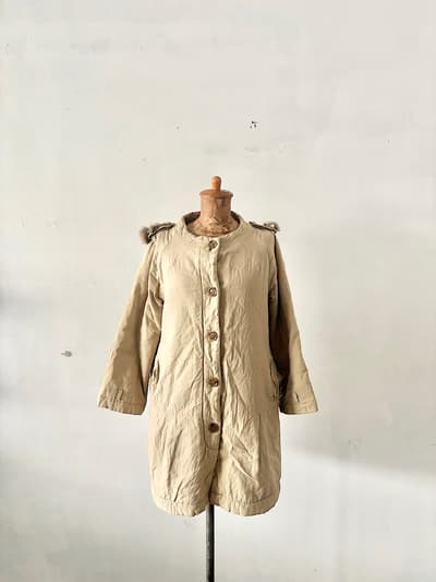 si-si-si　裏ボア　ノーカラーコート　ベージュ　　 画像1