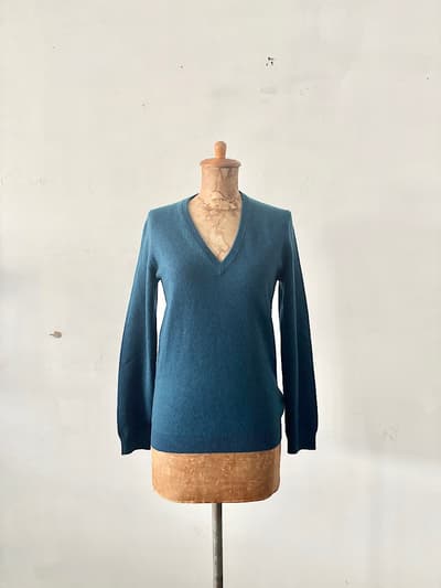 ERIC BOMPARD　カシミヤVネック　ブルーグリーン　サイズS　  画像1