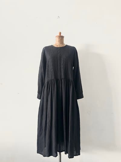【美品】maison de soil　ボイルウールプレーンバックオープンEMBドレス 画像1