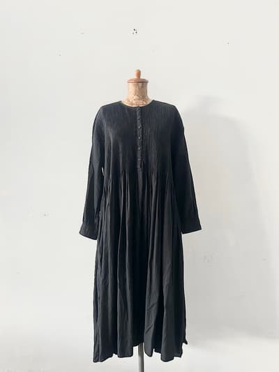 【美品】maison de soil　カディコットン　クルーネックドレス　ミニピンタック 画像1