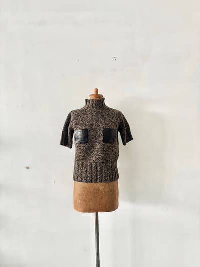 PAULE KA　半袖　ニット　ミックスブラウン　 画像1