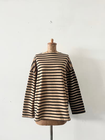 【美品】CHANTECLAIR　クレイジーパターンボーダー ボートネック長袖バスクシャツ　サイズ36　 画像1