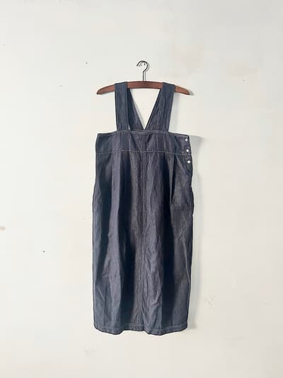 【美品】yuni    コットンリネンデニムジャンパースカート　インディゴ 画像1