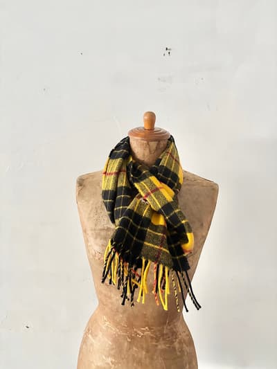 【美品】FRED PERRY　Stewart Tartan　マフラー　イエロー　チェック　 画像1