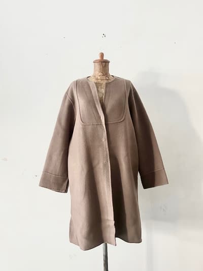 【美品】porter des boutons 　ノーカラーコート　モカ　　 画像1
