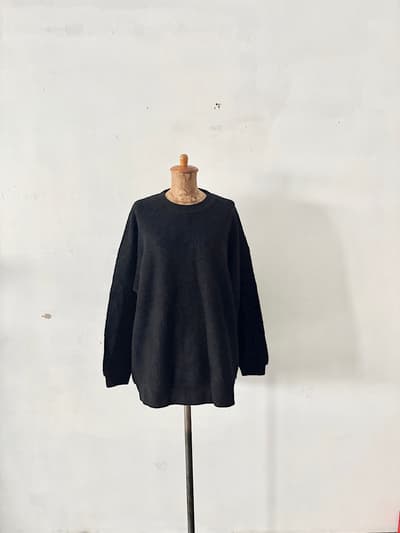 Porter des boutons　黒　ボア　ニット　ウール　 画像1