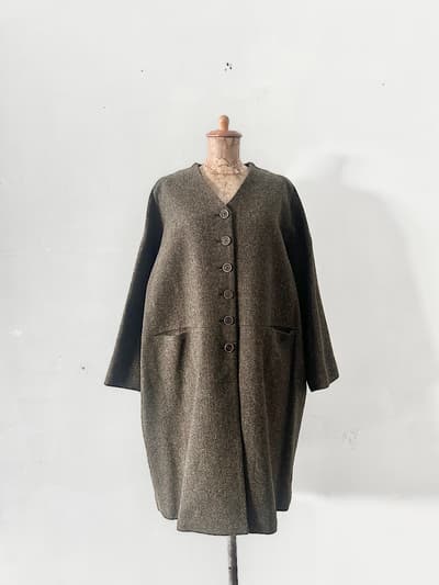 【美品】atelier naruse　コクーン型　ツイード　コート 画像1