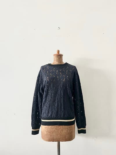 【美品】BARNYARDSTORM   レースラインブラウス　ネイビー　フリーサイズ 画像1