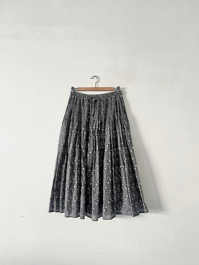 【美品】maison de soil　80s ボイル ラージフラワー ブロックプリント ミニピンタック フレアスカート 画像1