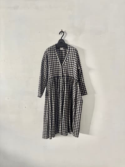 【美品】maison de soil　ボイルウールギンガムチェック　カシュクールドレス 画像1