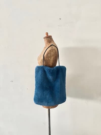 【美品】kelen　ボア　トート　バッグ　ブルー　 画像1