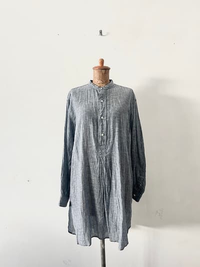 【美品】45R　ガーゼヘンリーシャツ　シャンブレー　　インディゴ 画像1