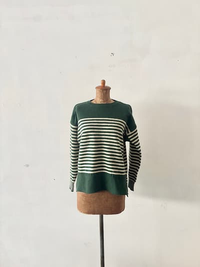 【未使用】NATURAL LANDRY　ボーダーニット　ナイロン　毛　アンゴラ　サイズ2　 画像1