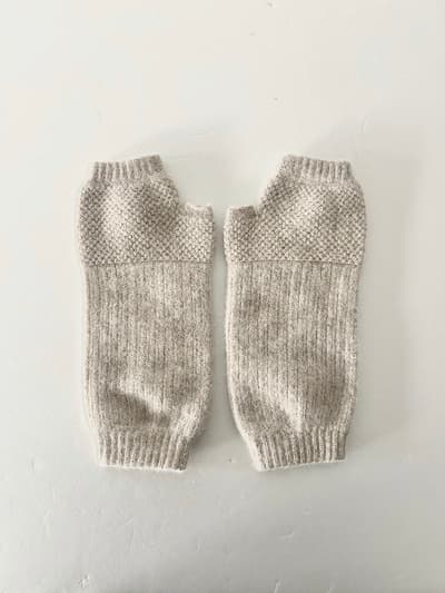 GLEN GORDON ラムズウール アンゴラ リブステッチ フィンガーレス ミトン 画像1