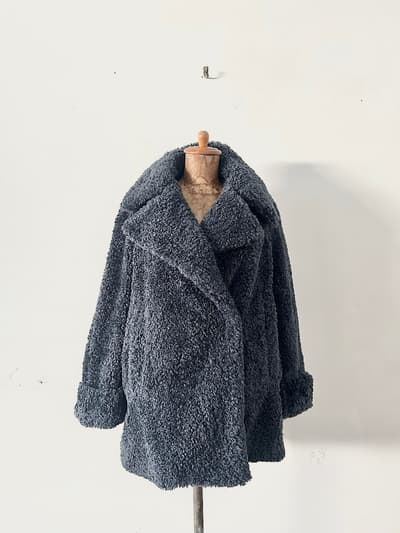 【美品】maison gigot　ボアコート　グレーネイビー  画像1