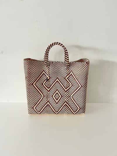 【美品】OJO DE MEX　メルカドバッグ 　ベージュ・ブラウン 画像1