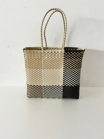 【美品】メキシコ　メルカドバッグ 　マルチカラー　ベージュ・ダークブラウン 画像1