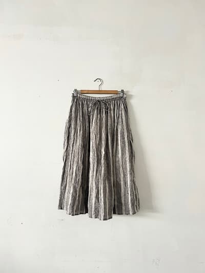 【美品】maison de soil　POWER LOOM LINEN STRIPE　ギャザースカート 画像1